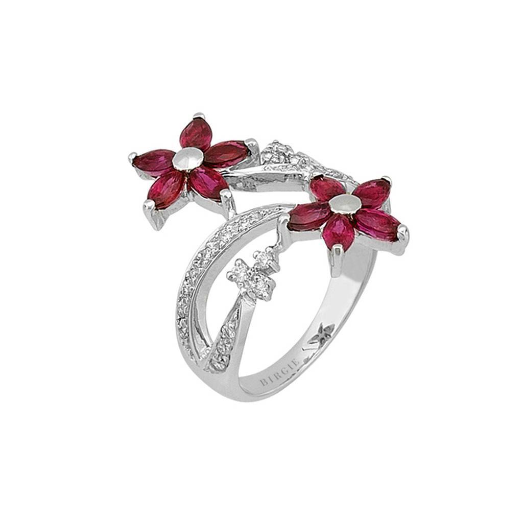 Diamond and Marquise Cut Ruby Stone Ring