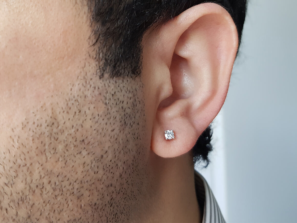 Boucles d'oreilles clous homme diamant 0,33 carat