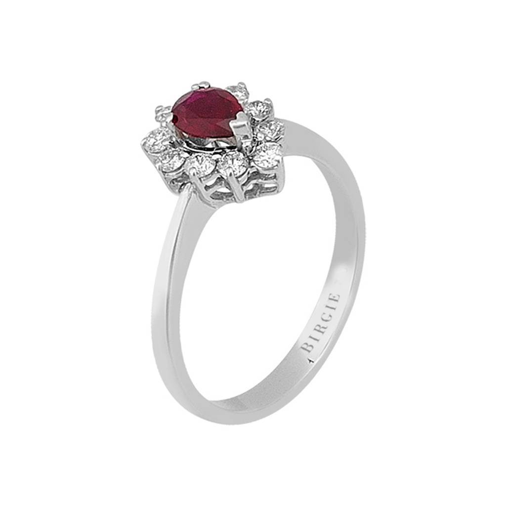 Diamond and Drop Cut Ruby Ring