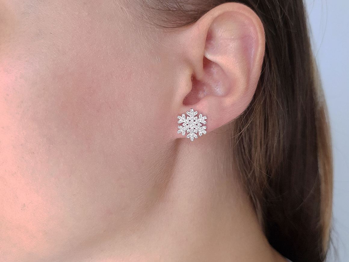 Diamond Snowflake Stud Earrings