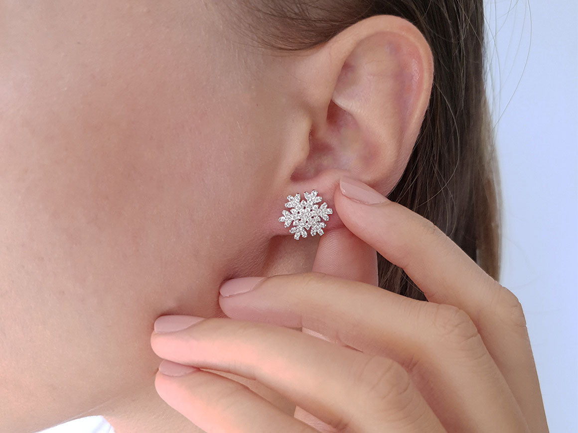 Diamond Snowflake Stud Earrings