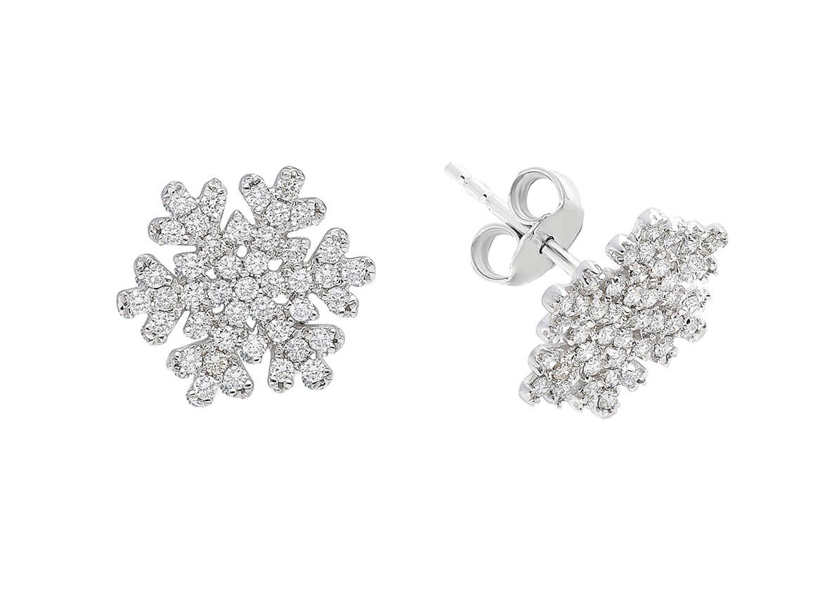Diamond Snowflake Stud Earrings
