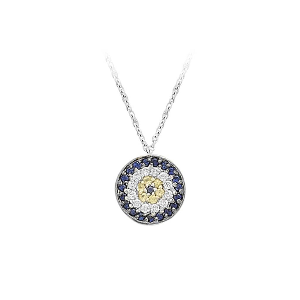 Diamond and Sapphire Blue Eye Necklace