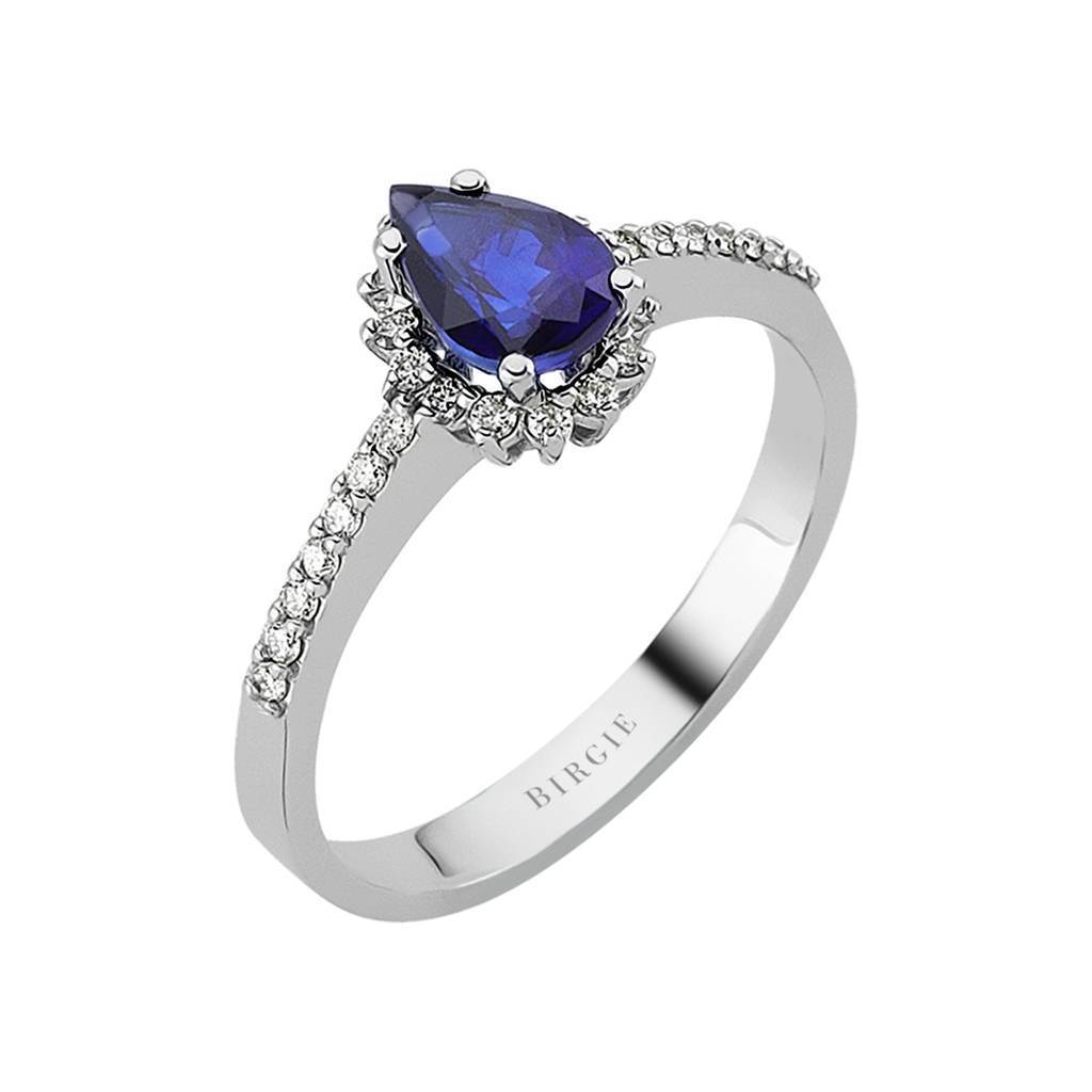 Diamond and Drop Cut Sapphire Entourage Ring