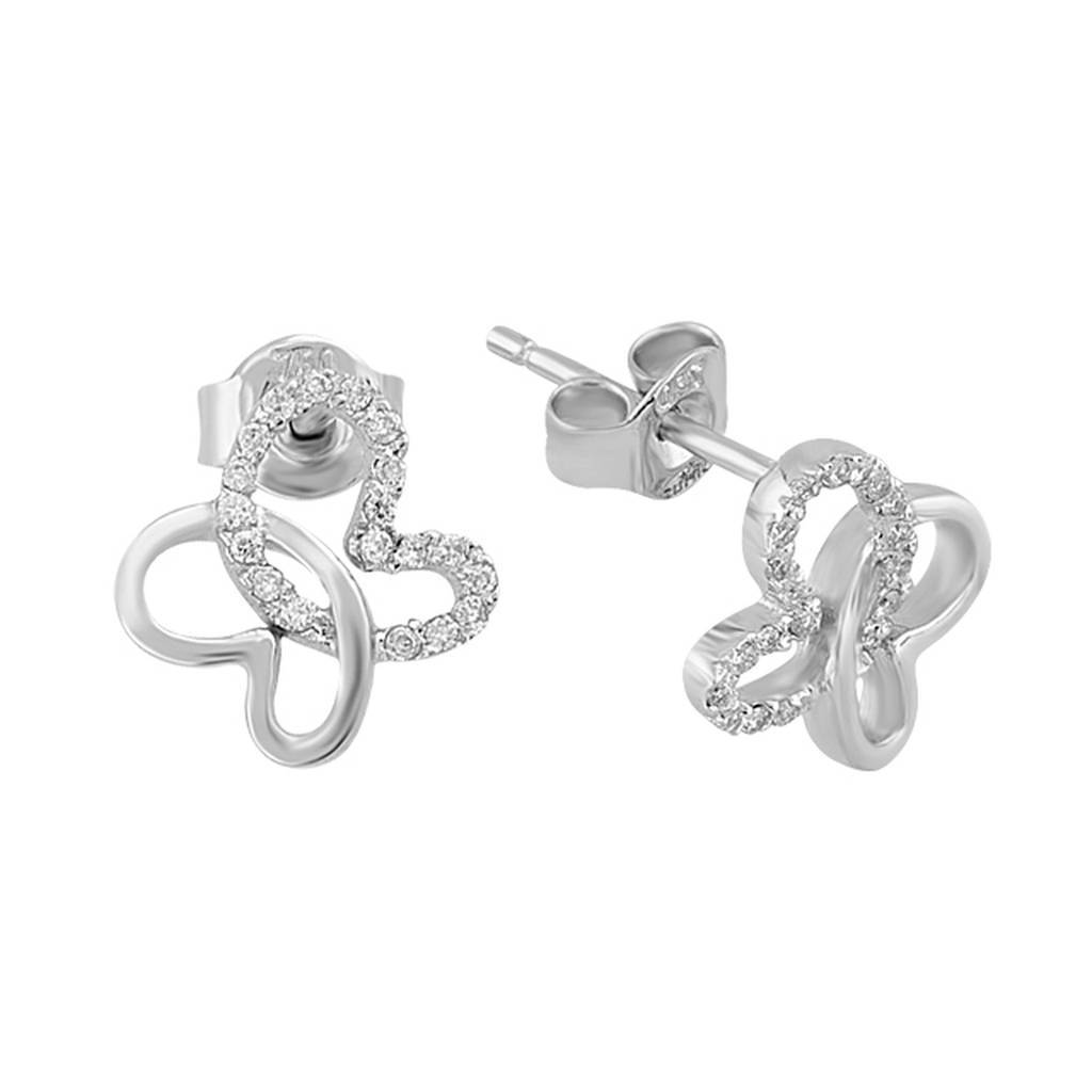 Boucles d'oreilles à tige double cœur en diamant