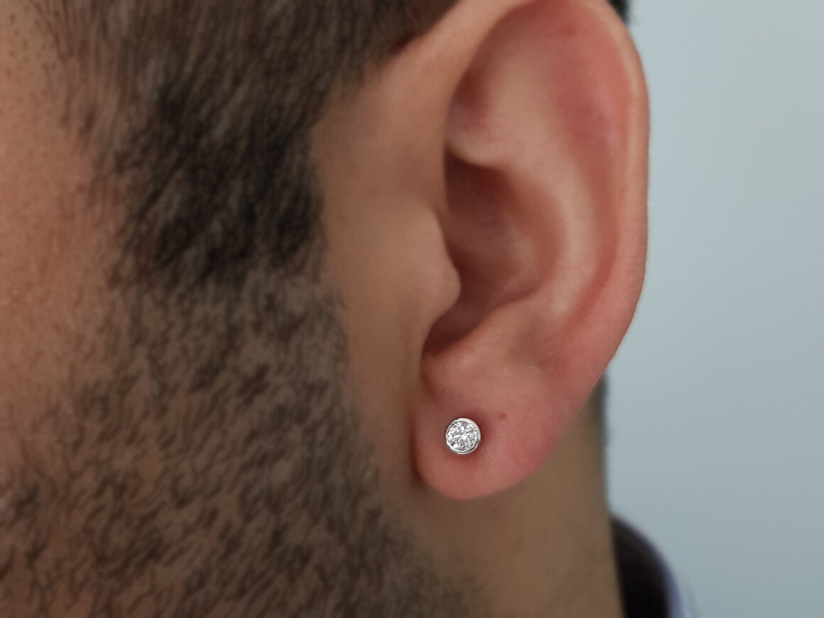 Boucles d'oreilles à tige avec diamant solitaire de 0,18 carat pour hommes