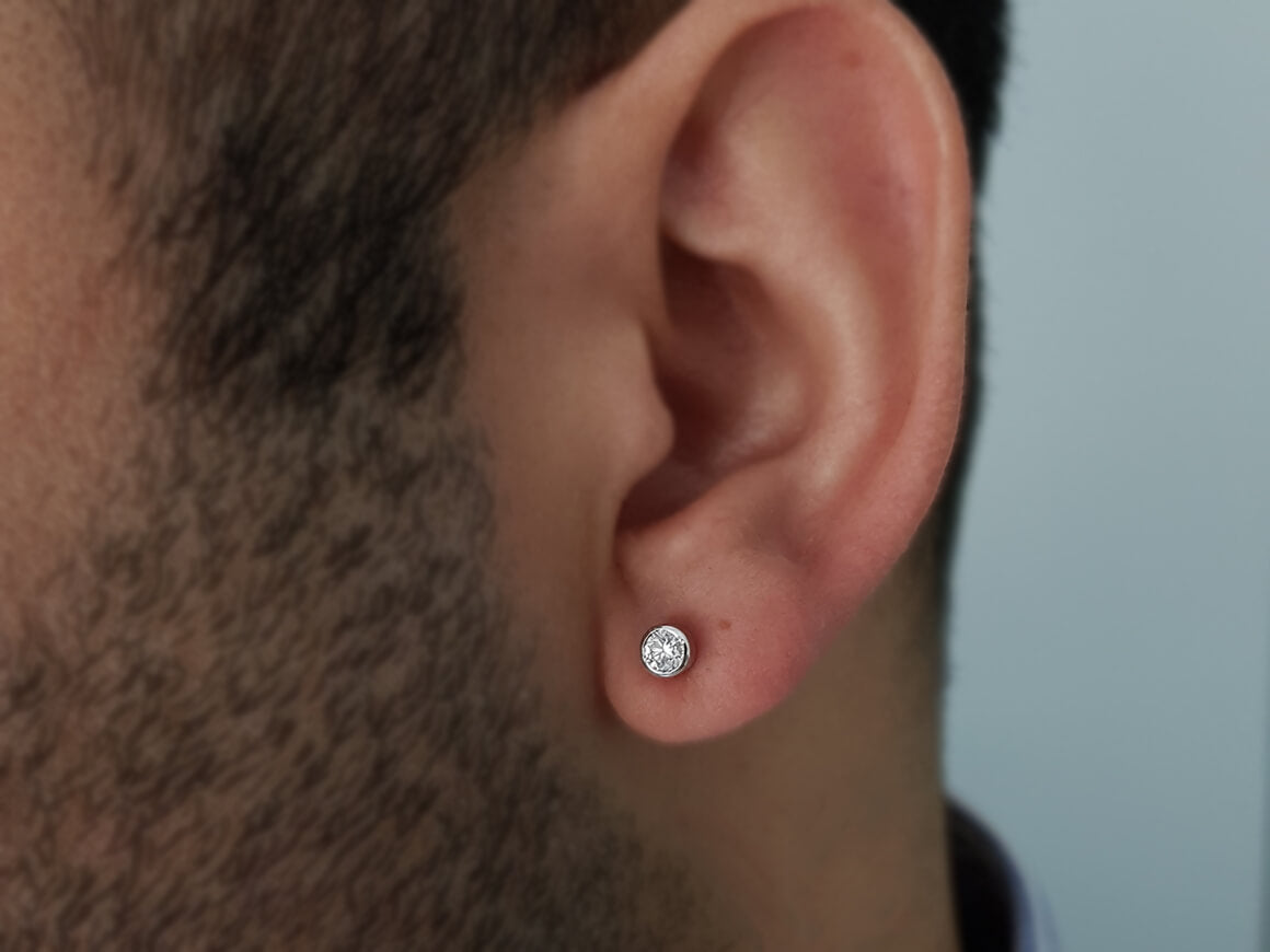 Boucles d'oreilles à tige avec diamant solitaire de 0,18 carat pour hommes