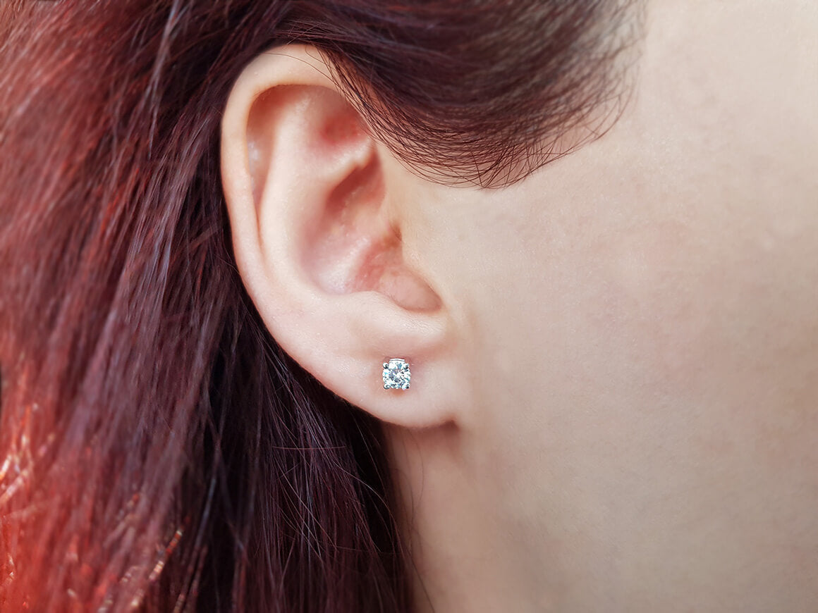 Boucles d'oreilles solitaires diamant 0,40 carat