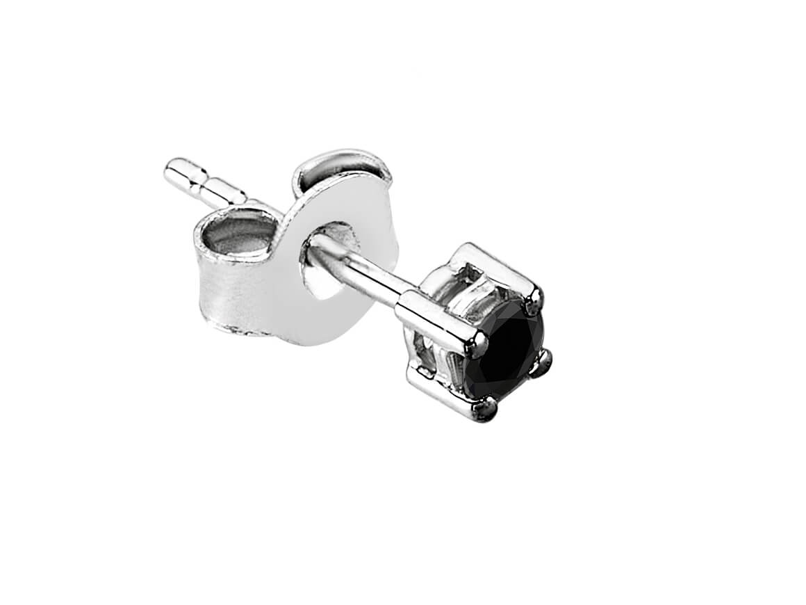 Boucles d'oreilles à tige solitaire diamant noir 0,12 carat pour hommes