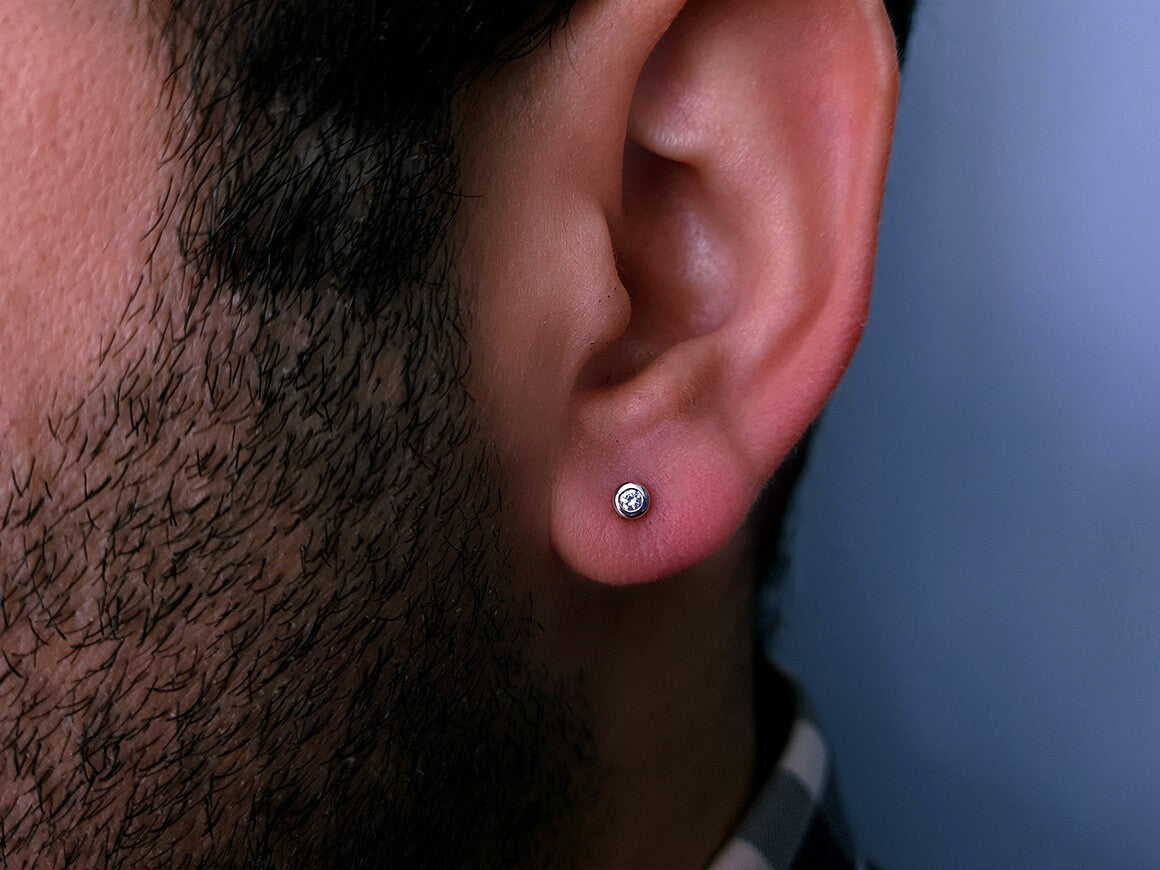 Boucles d'oreilles clous solitaire diamant 0,05 carat pour homme