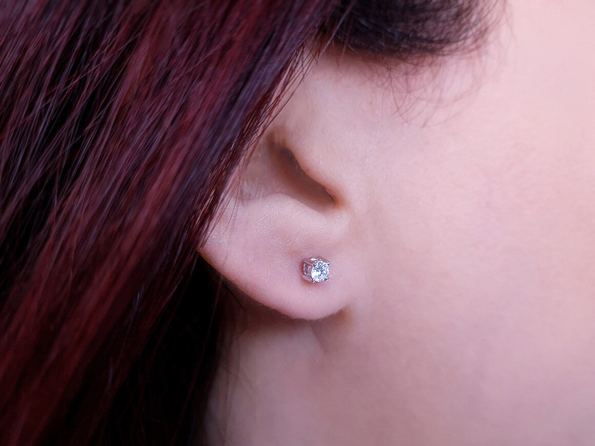 Boucles d'oreilles solitaires diamant 0,22 carat