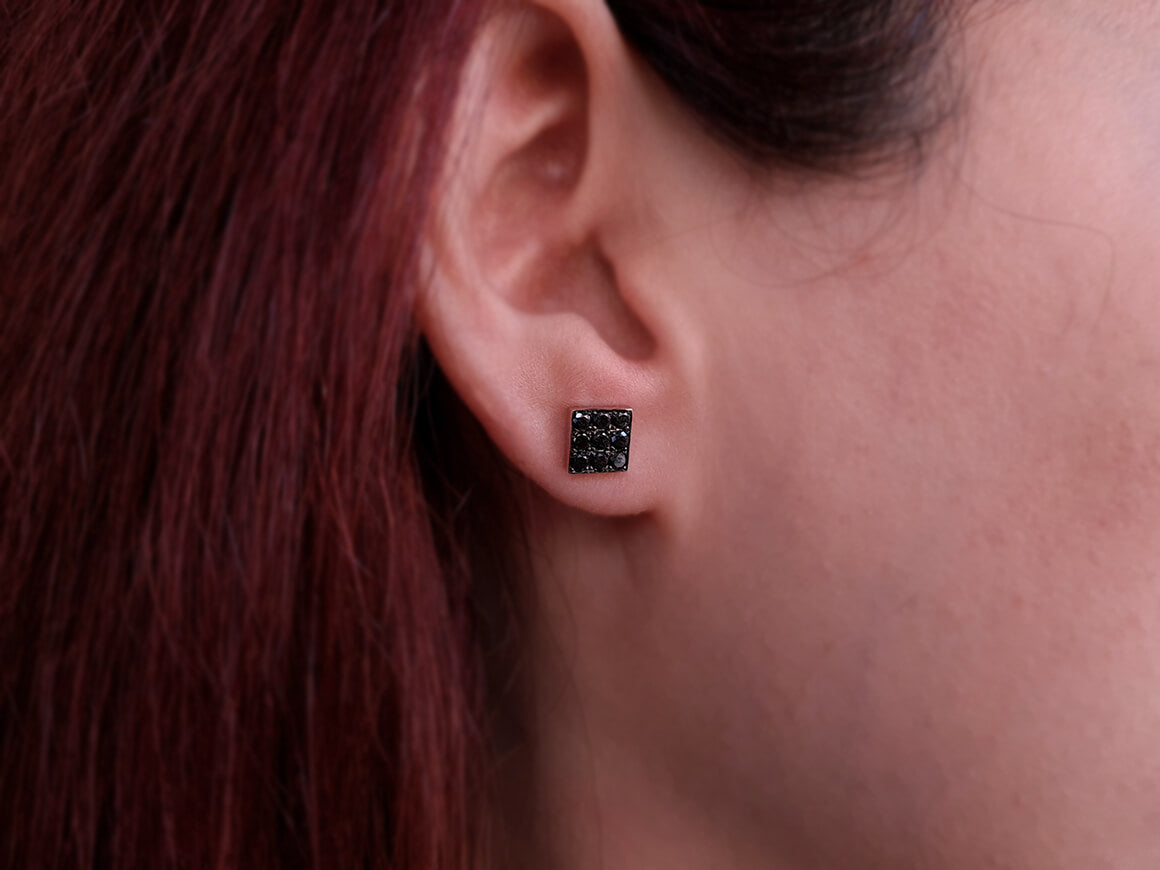 Black Diamond Square Stud Earrings