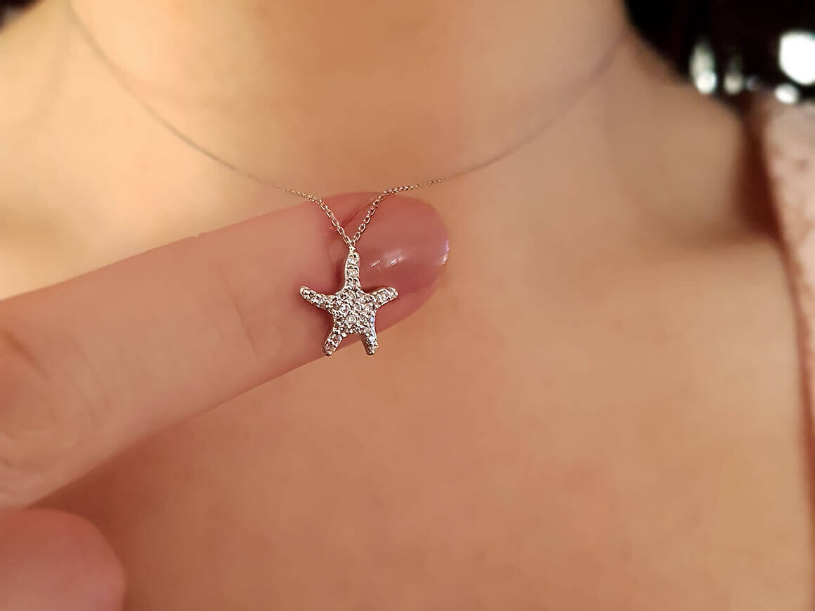 Collier étoile de mer diamant