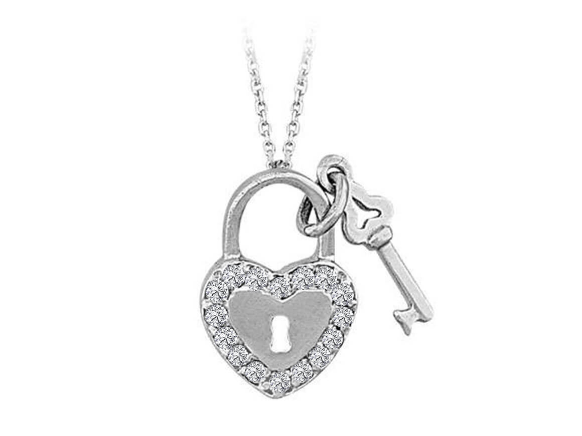 Collier cadenas et clé en diamant