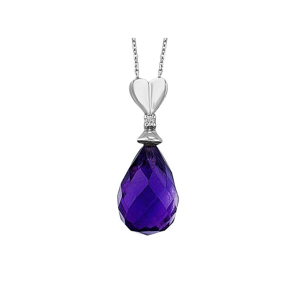 Collier d'améthys en diamant et en forme de larme