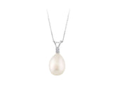 Diamond and drop pearl necklace
