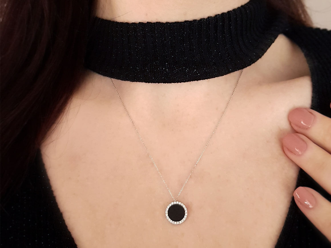 Diamond and Onyx Necklace