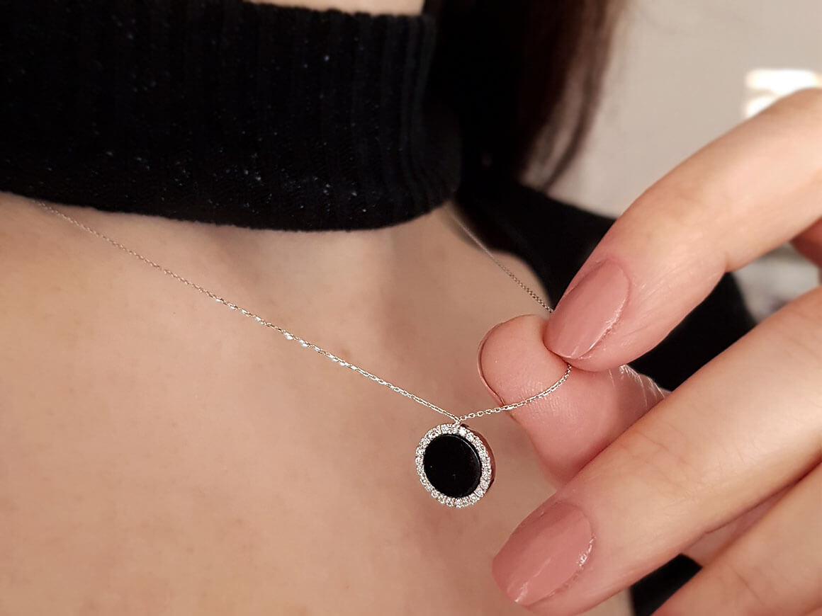 Diamond and Onyx Necklace