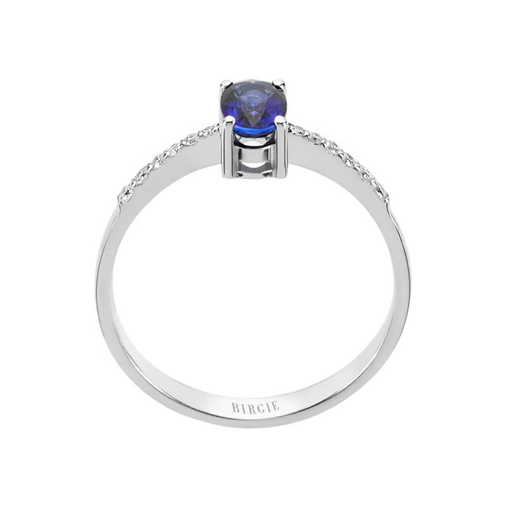 Bague diamant et saphir taille ovale