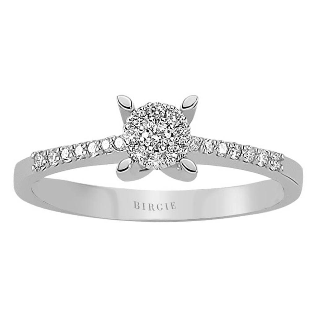 Bague de fiançailles halo de diamants total de 0,17 carat
