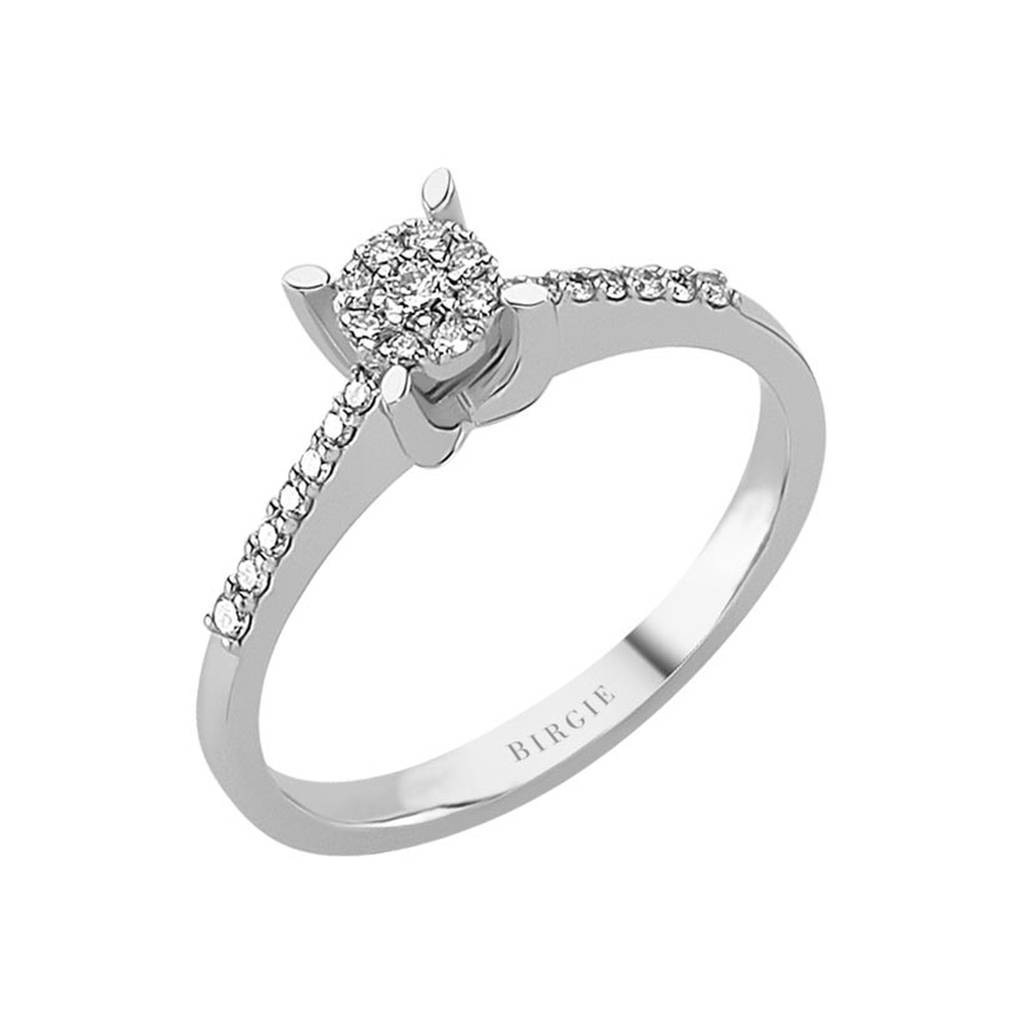 Bague de fiançailles halo de diamants total de 0,17 carat