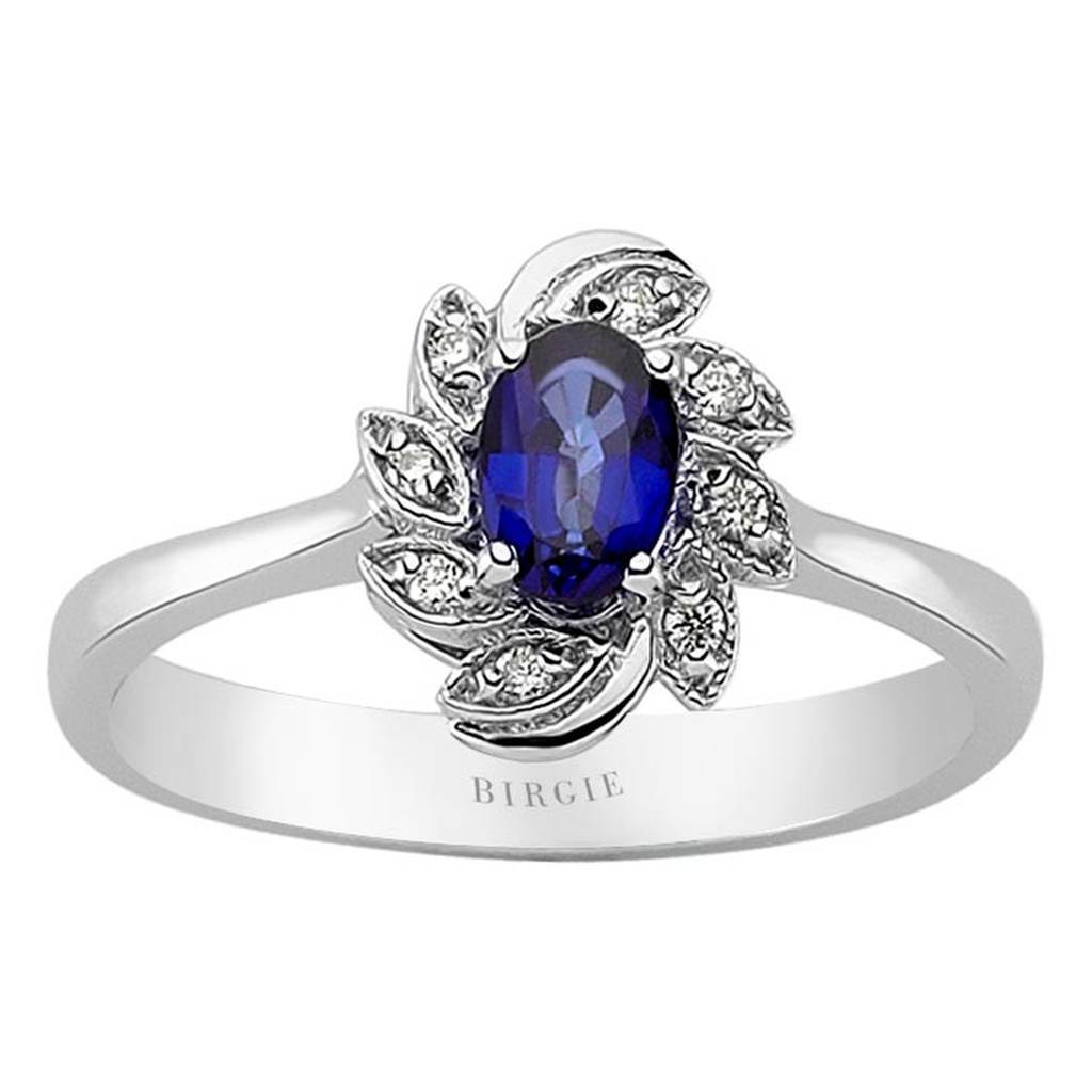 Bague diamant et saphir taille ovale