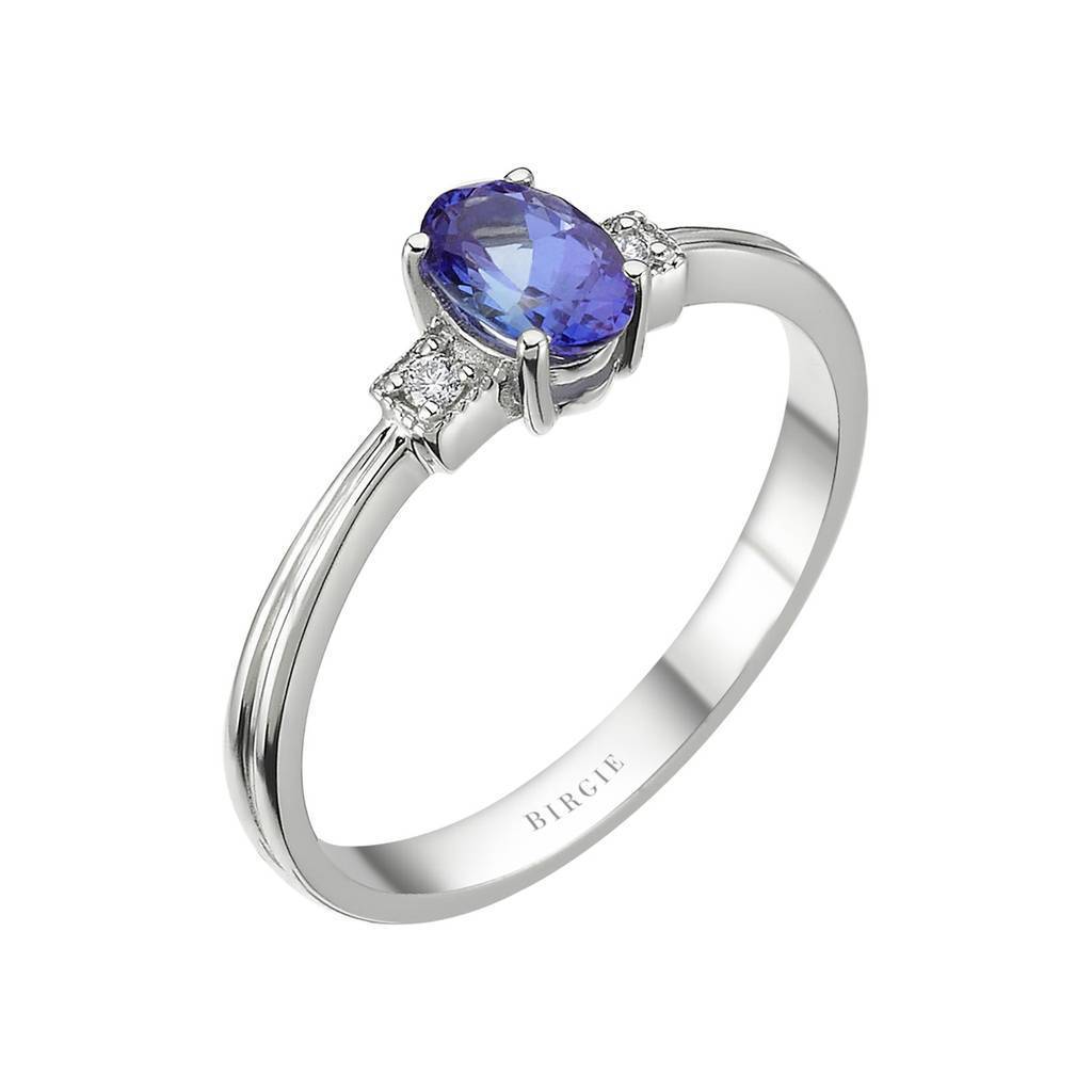 Bague diamant et tanzanite taille ovale