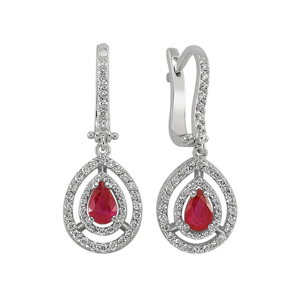 Boucles d'oreilles rubis diamant et larme