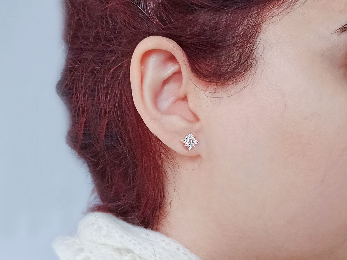 Boucles d'oreilles puces étoile diamant