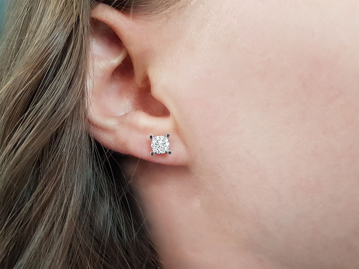 Boucles d'oreilles solitaires à effet diamant de 1,00 carat