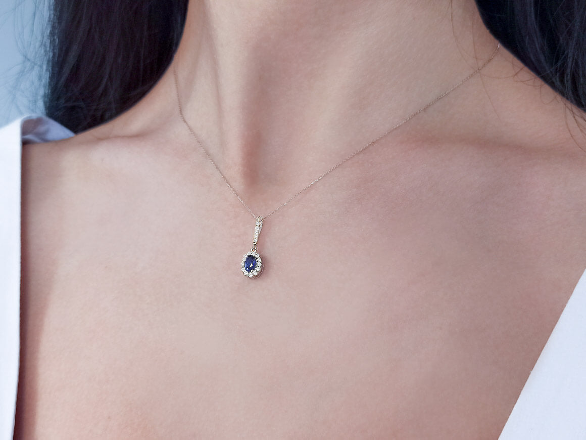 Diamond and Oval Sapphire Necklace