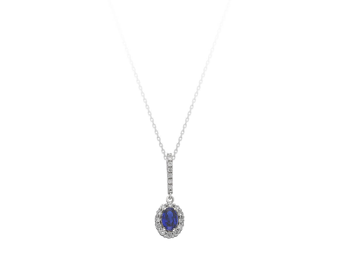 Diamond and Oval Sapphire Necklace
