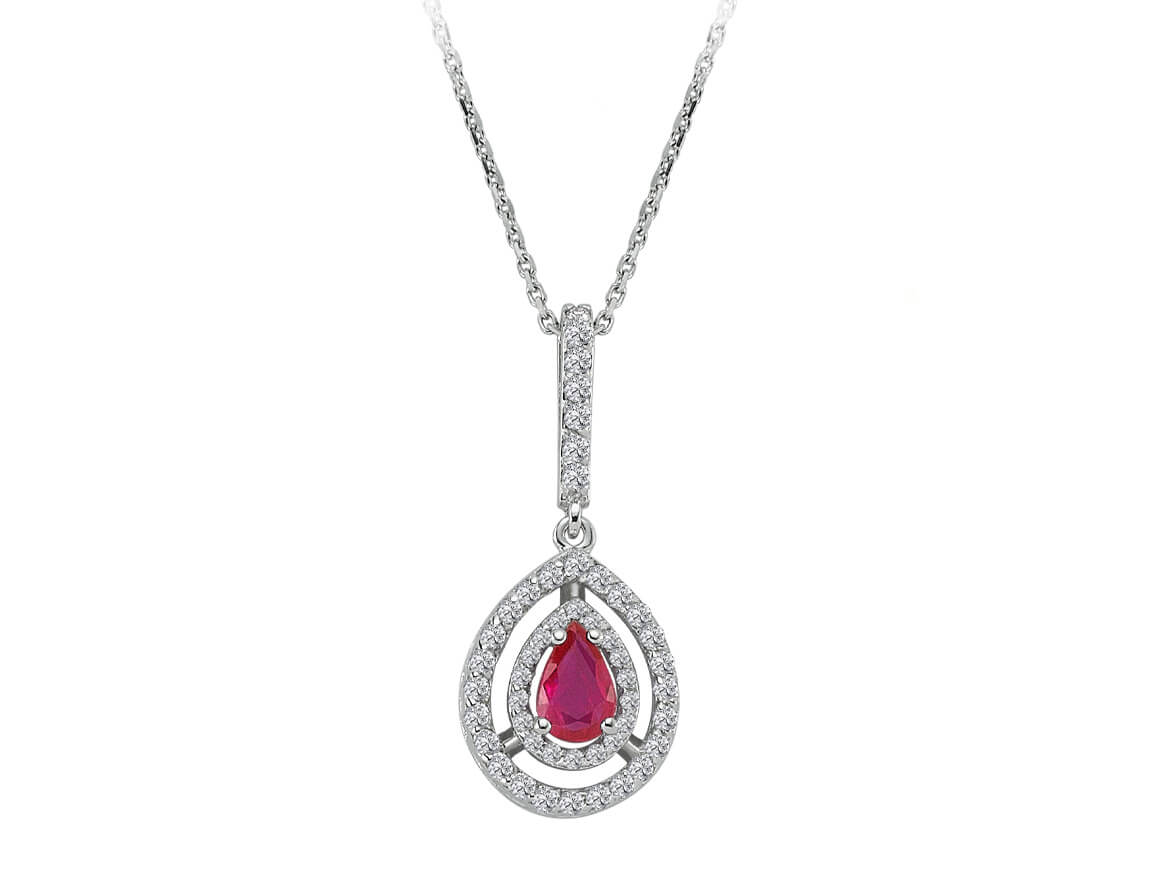Collier rubis diamant et larme