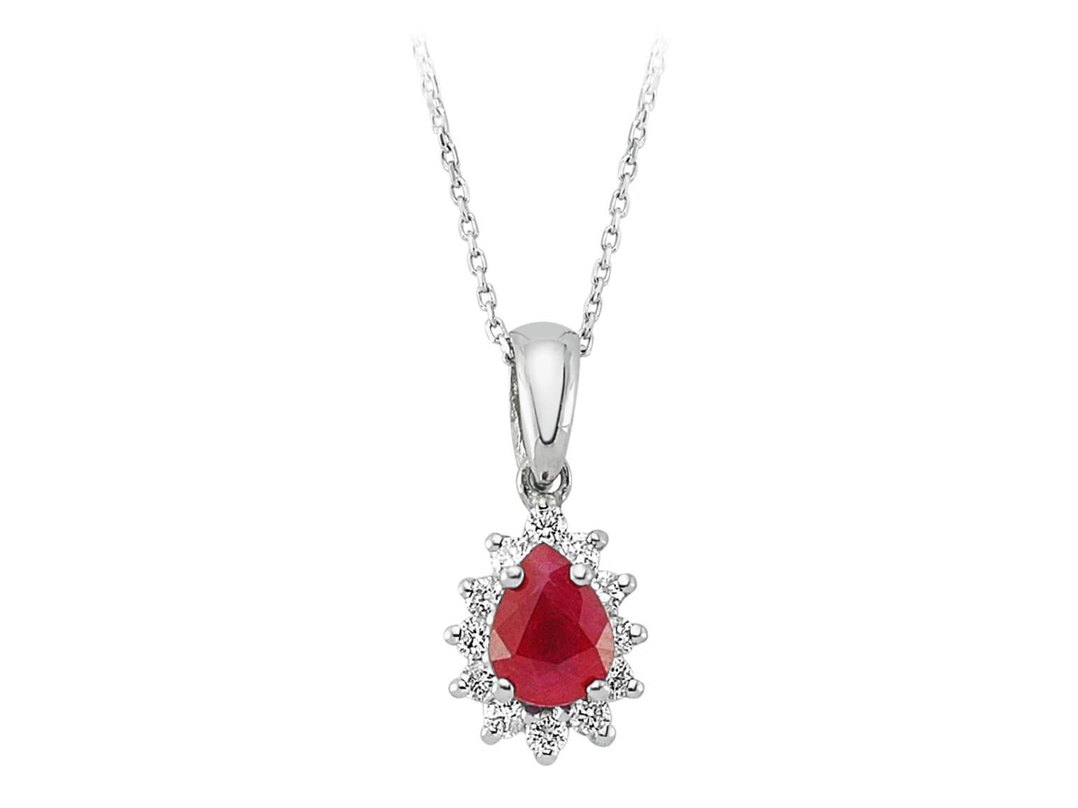 Diamond and drop ruby necklace