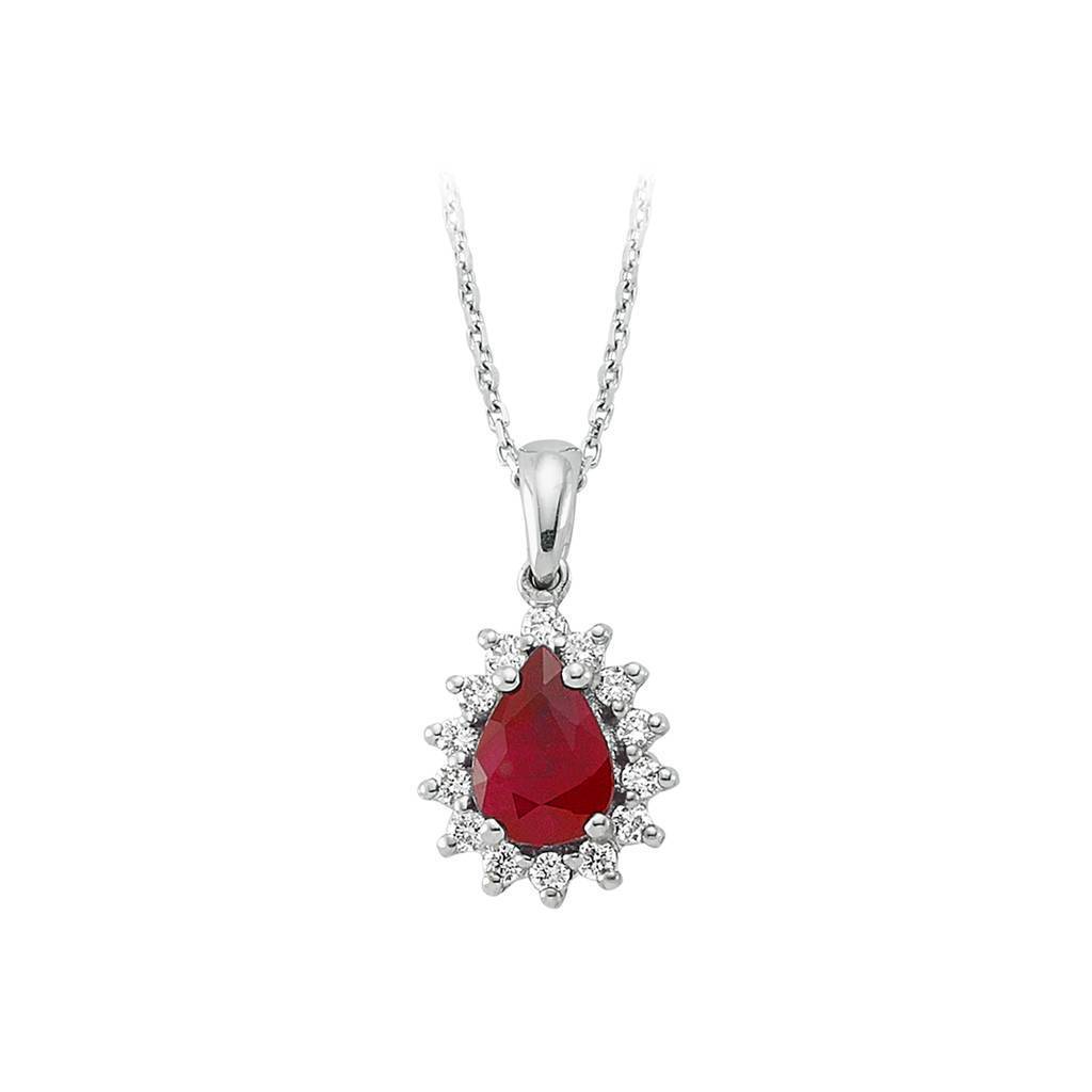 Collier rubis diamant et larme