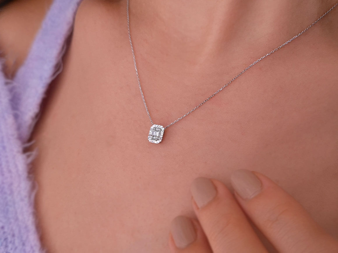 Collier baguette diamant Trinity