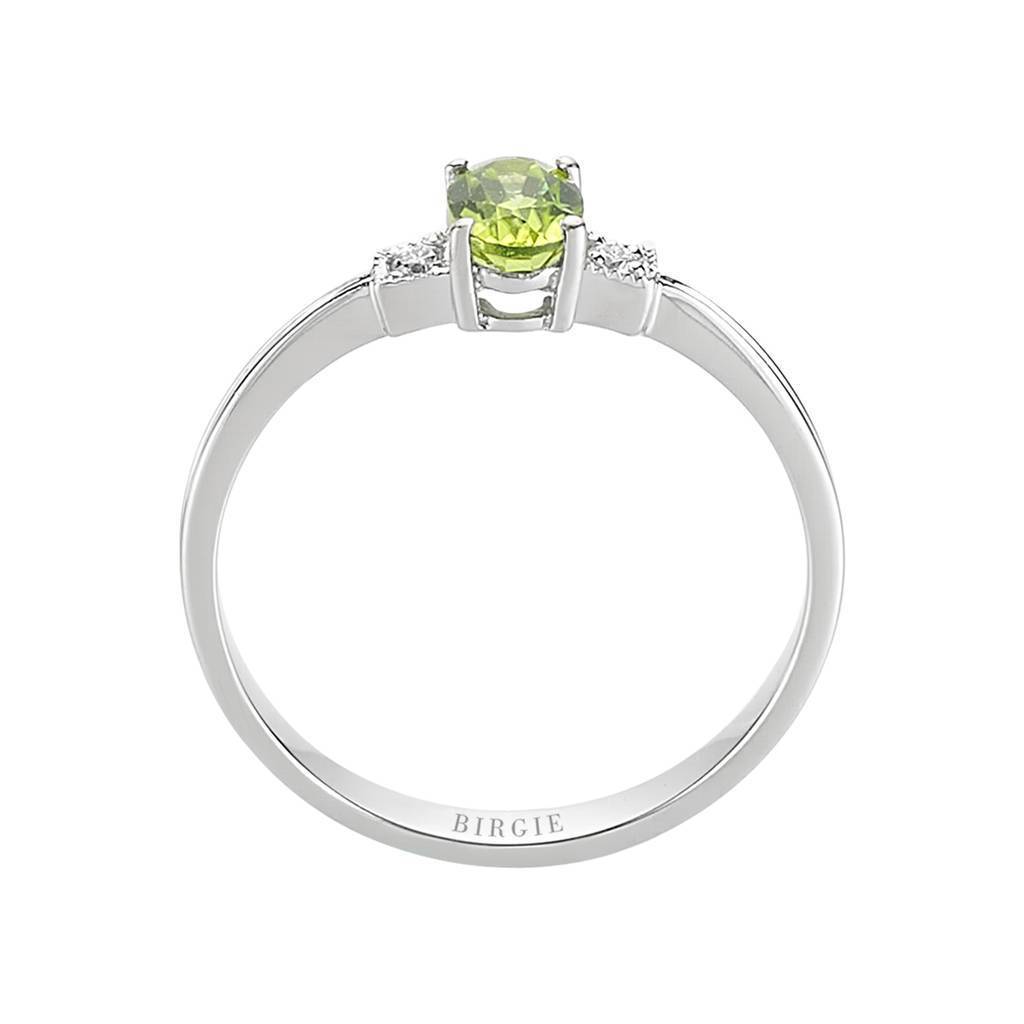 Diamond and Oval Peridot Stone Ring