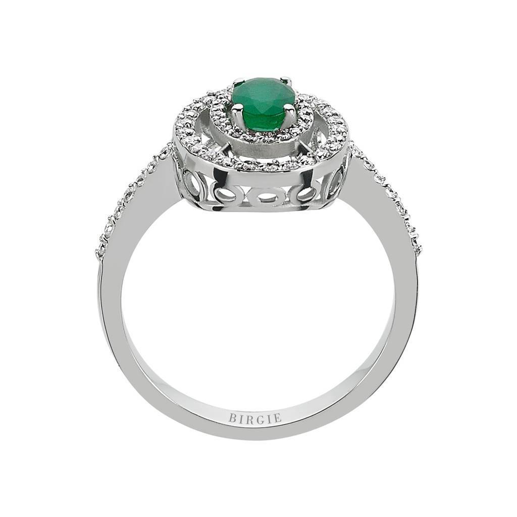 Diamond and Oval Emerald Stone Ring