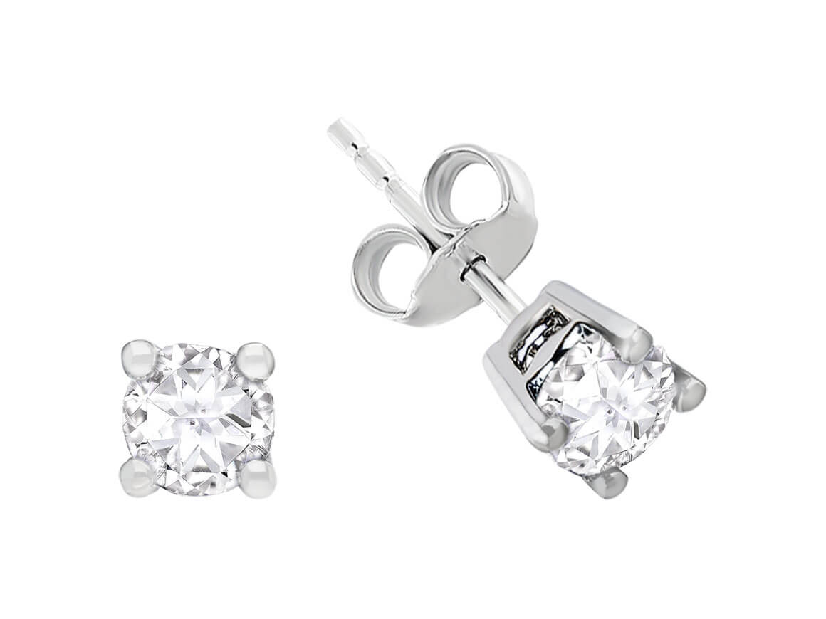 Boucles d'oreilles solitaires avec saphir blanc