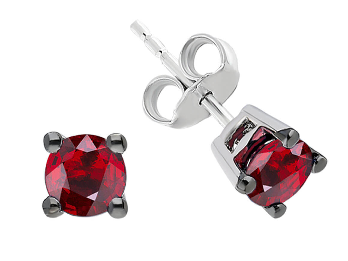 Boucles d'oreilles clous solitaire rubis