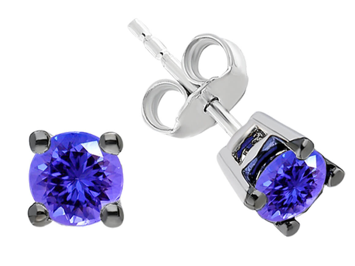 Boucles d'oreilles clous solitaires tanzanite
