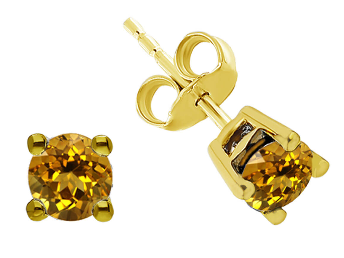 Boucles d'oreilles puces solitaire citrine