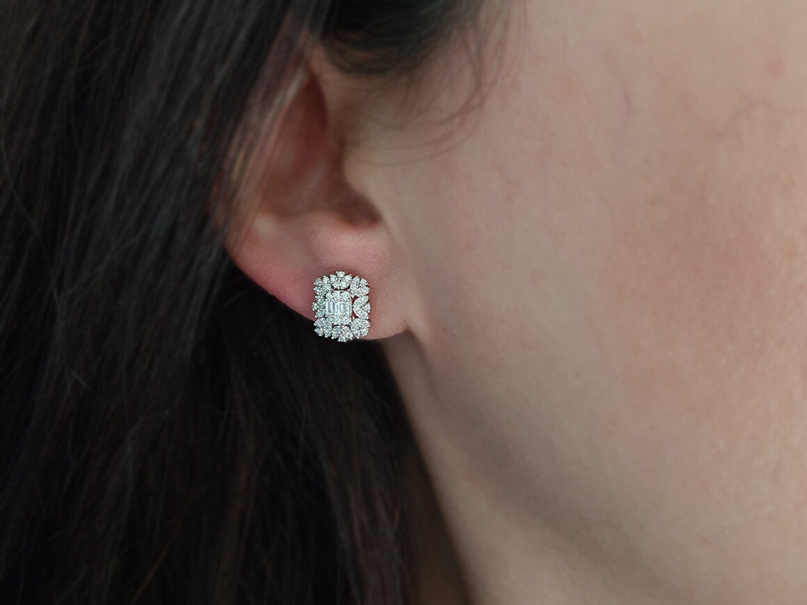 Diamond Vega Star Baguette Stud Earrings