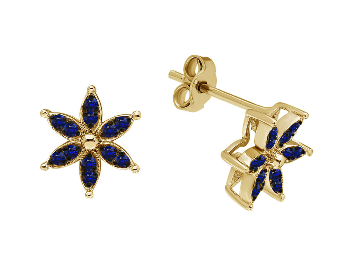 Boucles d'oreilles puces fleur de crocus saphir