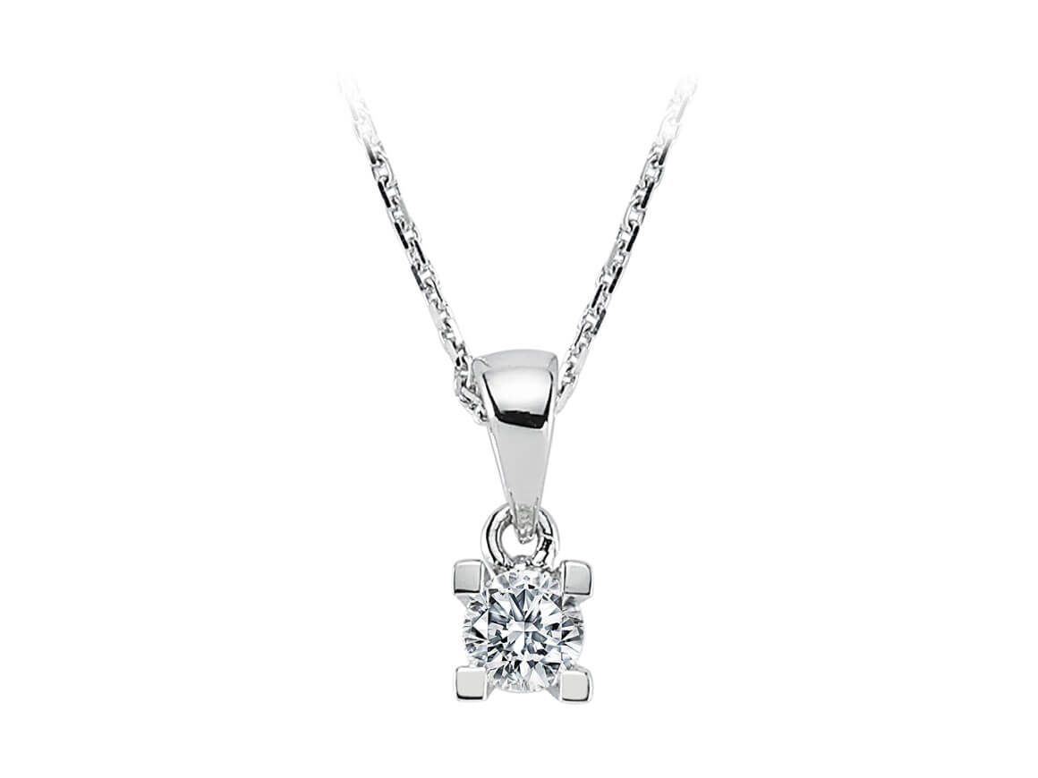 Collier solitaire diamant 0,21 carat