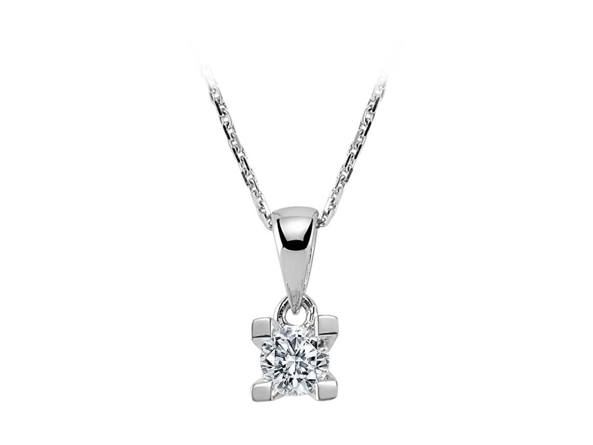 Collier solitaire diamant 0,22 carat