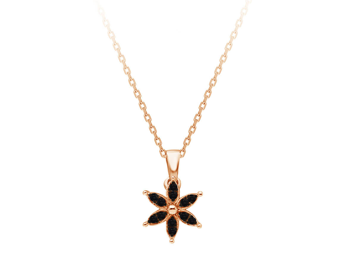 Collier fleur de crocus diamant noir