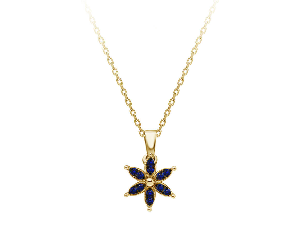 Collier fleur de crocus saphir