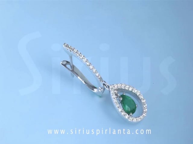 Diamonds and Pear Cut Emerald Earrings