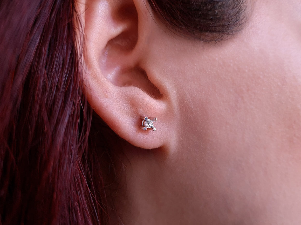 Boucles d'oreilles solitaires diamant 0,10 carat